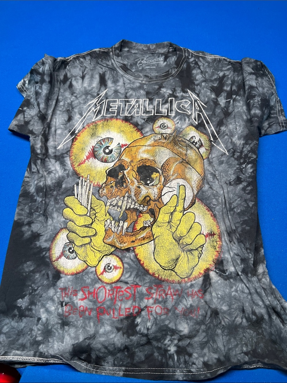 Bravado Metallica Black Tie-Dye Graphic Tee with Yellow and Red Accents